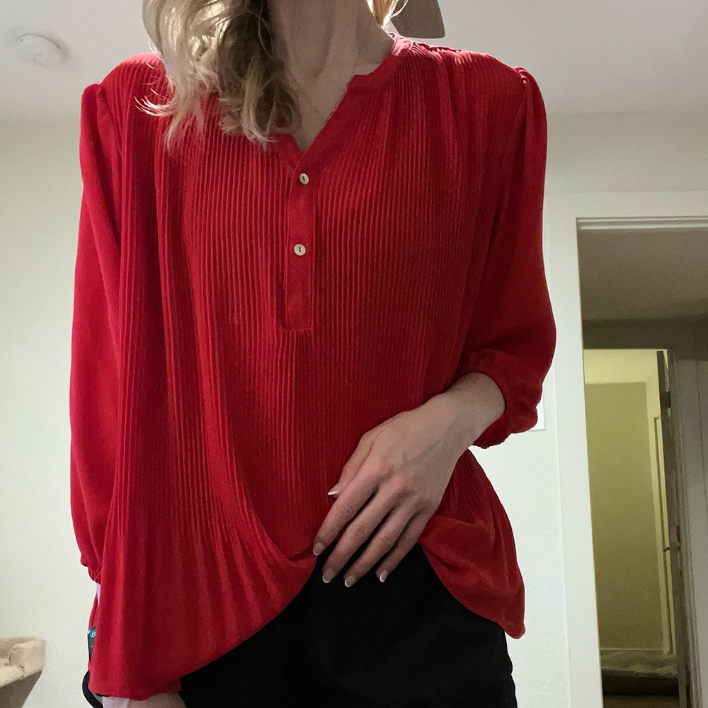 🎉*3 for 25* Eco Nannette Red Flowy Blouse - Size XL